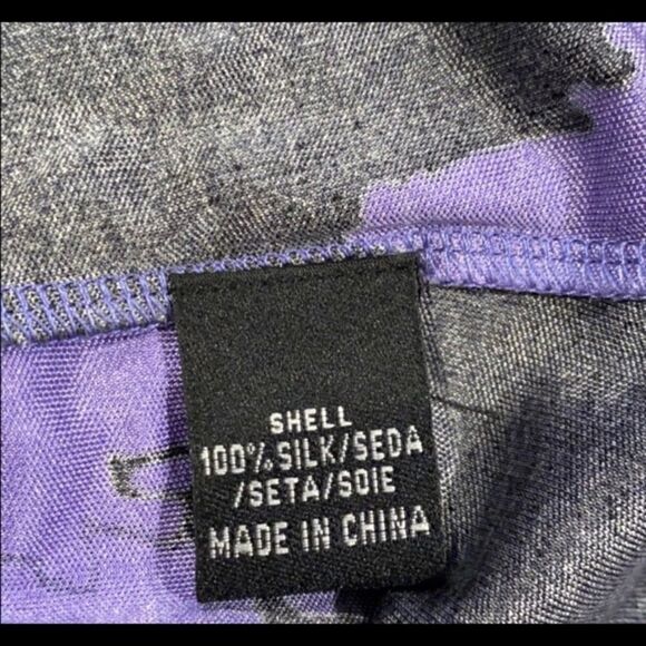 TIBI SILK V-NECK BOLD PRINT PURPLE BLACK DRESS M - Picture 11 of 14